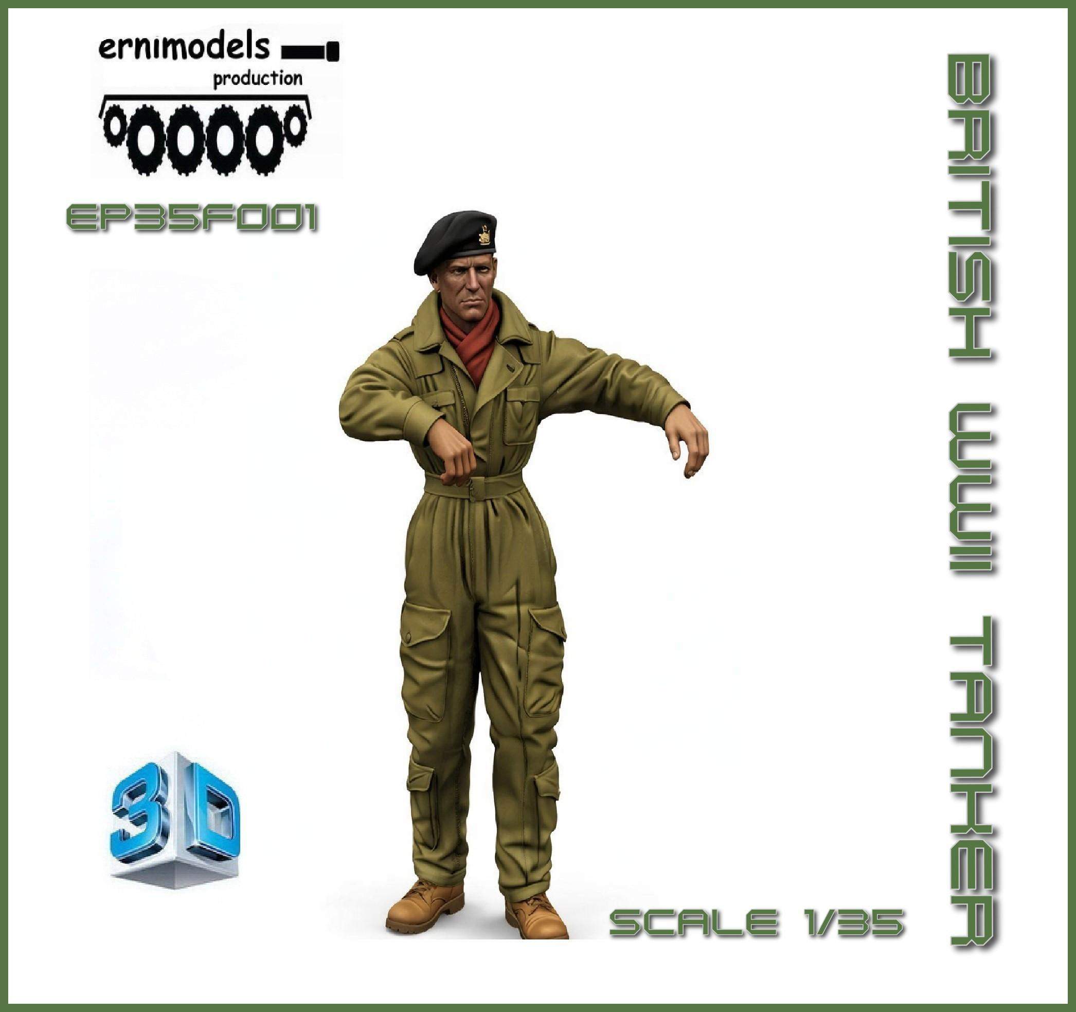 35F001 Figura 3D czołgisty brytyjskiego WW2  