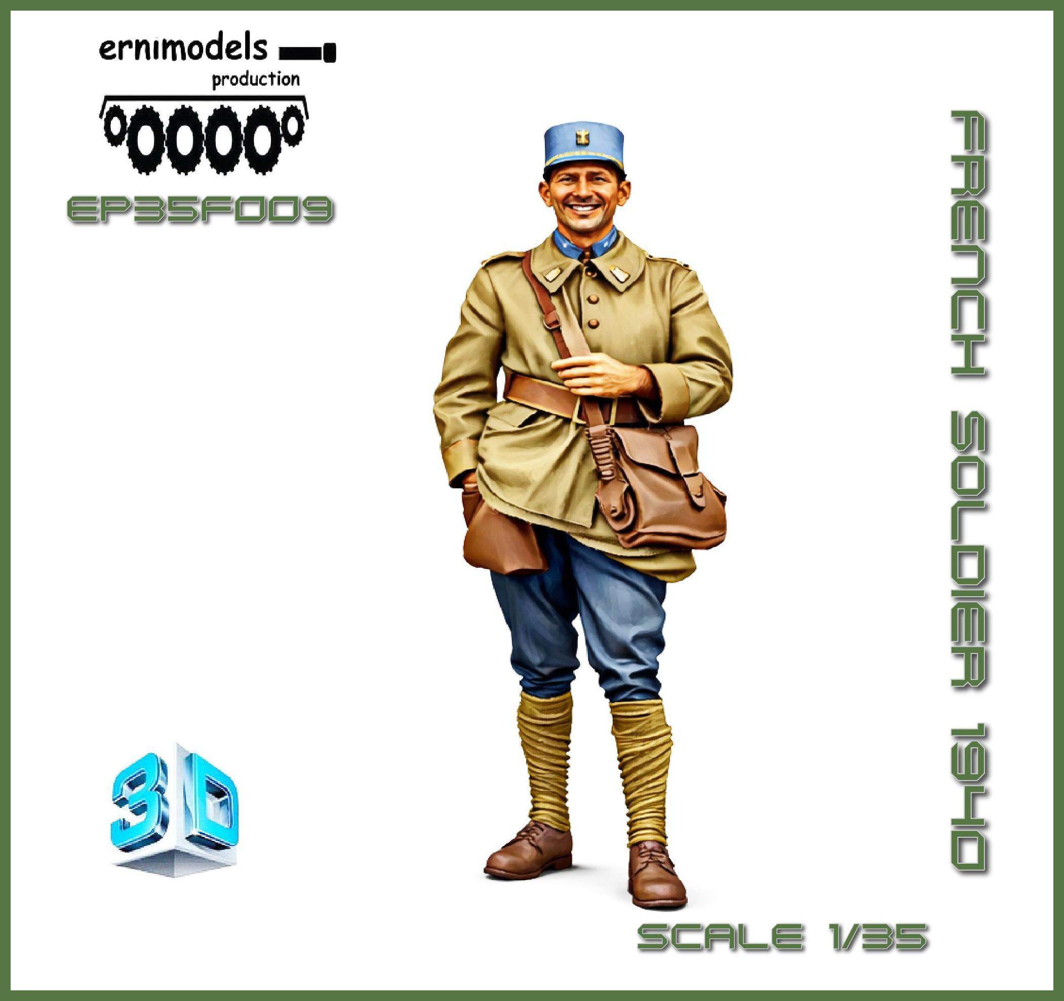 35F009 Figura 3D French soldier WW2  35F009