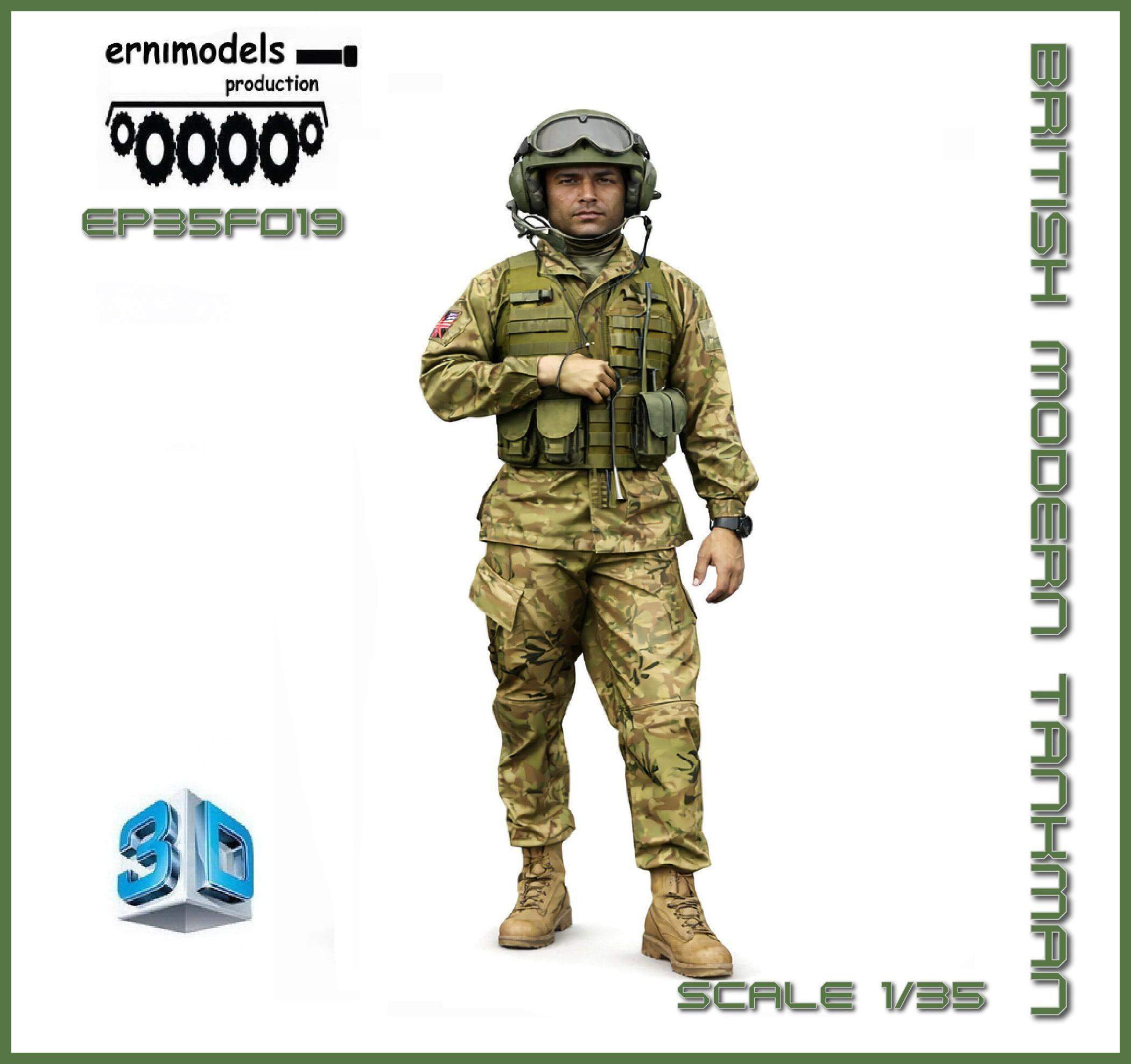 35F019 Figura 3D Brytyjski czołgista współczesny 
