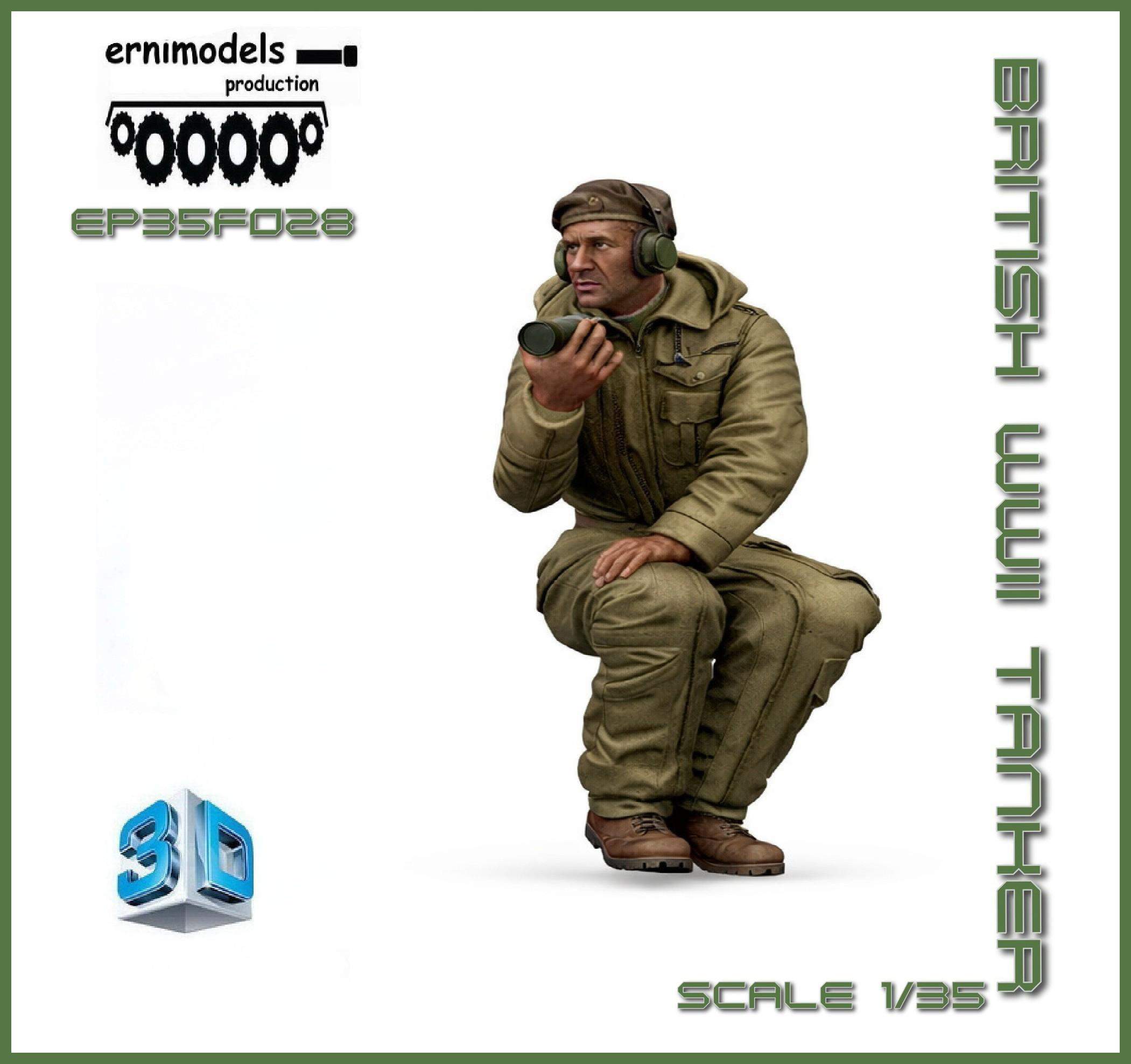 35F028 Figura 3D British  Tankman WW 2
