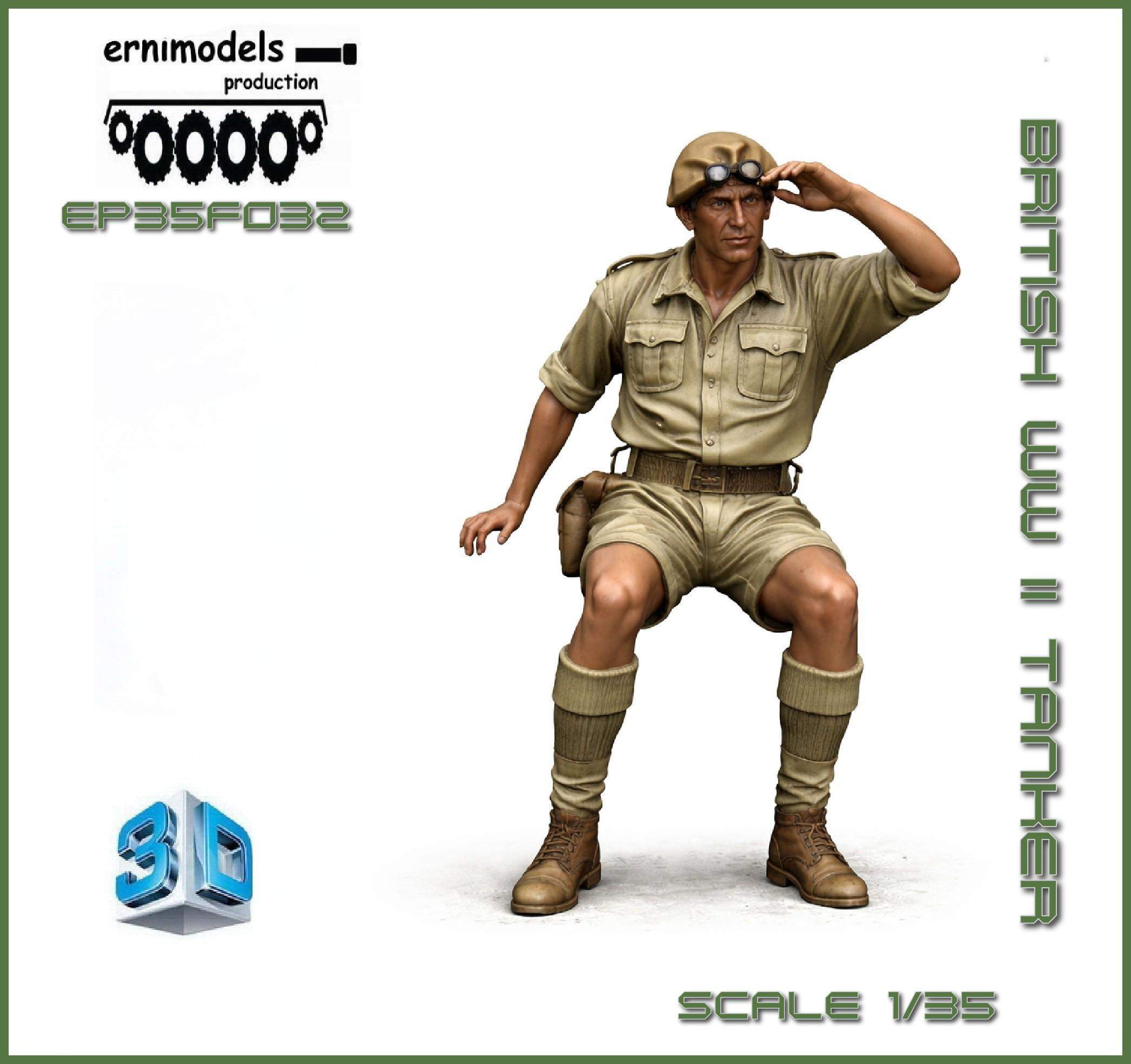 35F032 Figura 3D British  Tankman WW 2