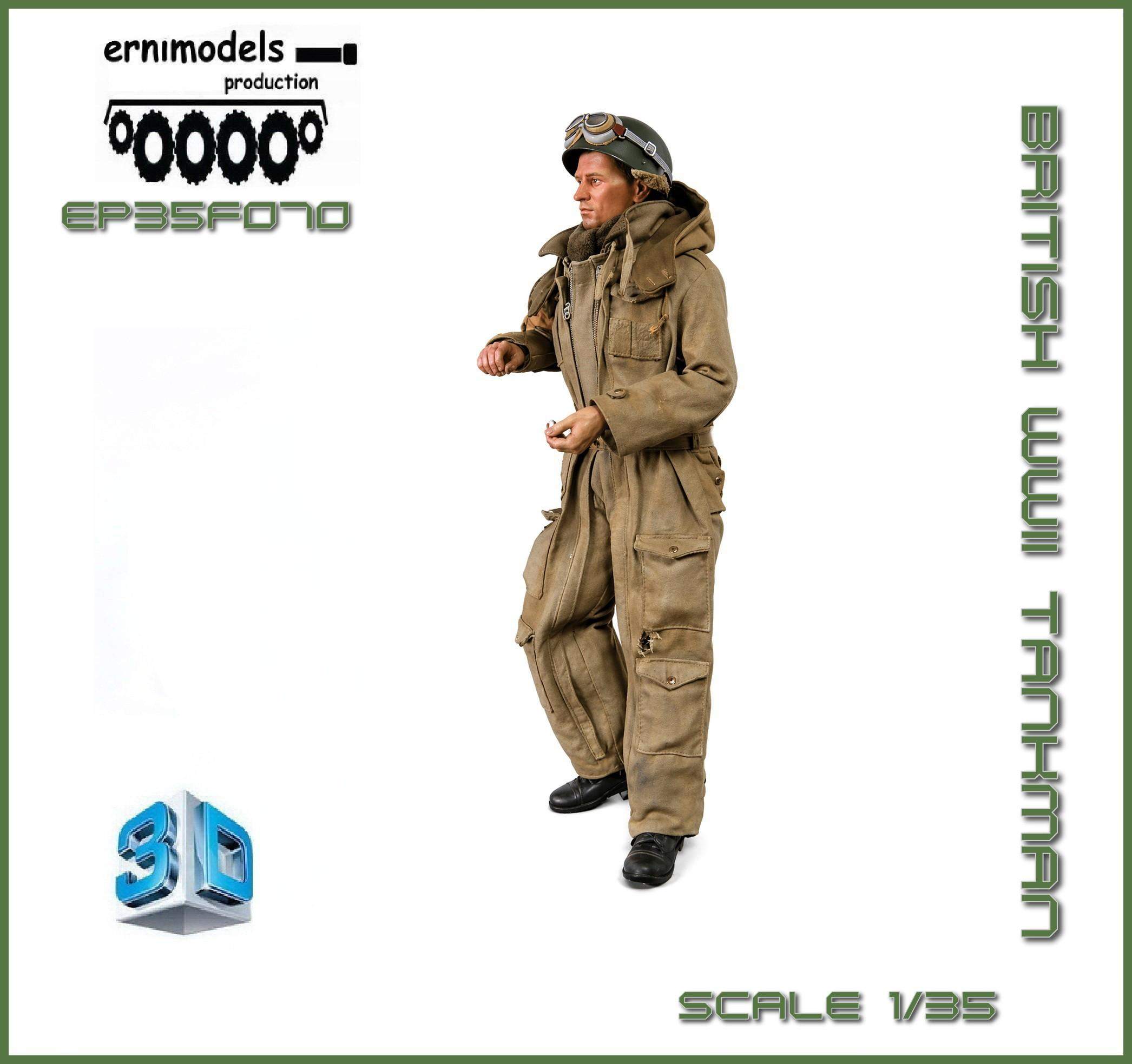 35F070 Figura 3D British  Tankman WW 2