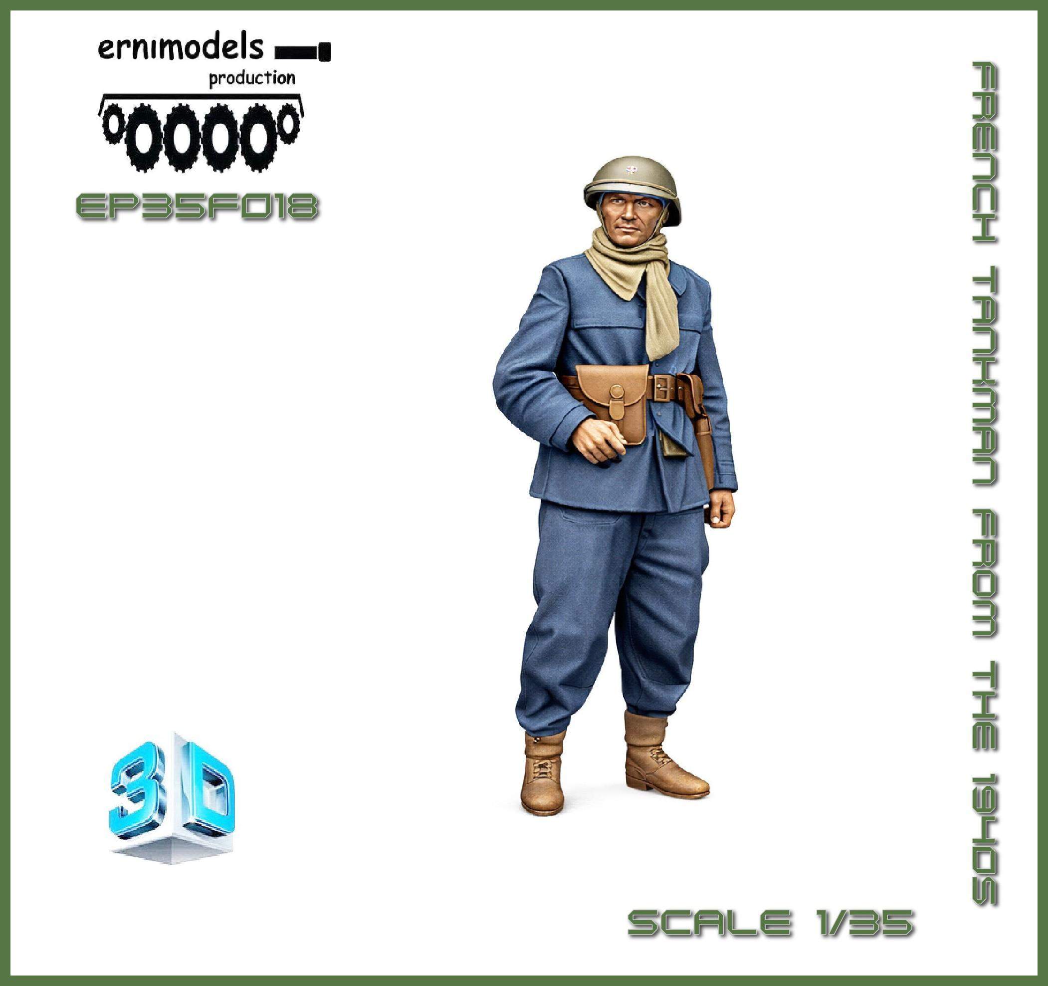 35F018 Figura 3D Francuski czołgista 1940